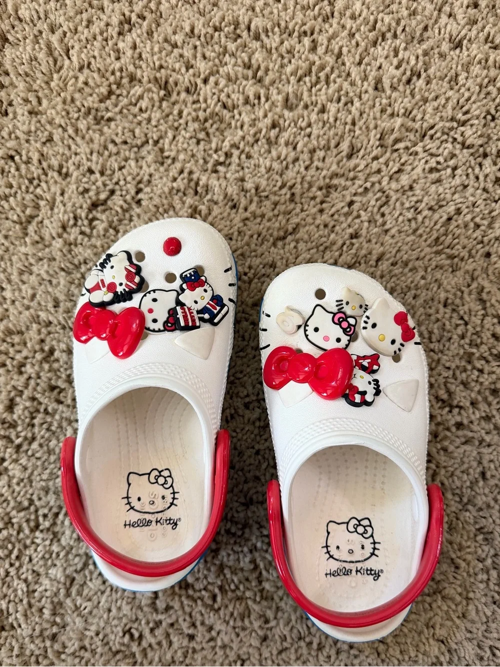 Hello Kitty 50th Anniversary Red, White and Blue Kids Slip-On Crocs